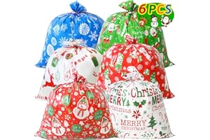 ZMCINER 6 PCS Large Christmas Gift Bags Jumbo Christmas Gift Bags for Presents, Giant Gifts Wrapping, Jumbo Gift Bag Christmas (35.8” X 35.8”)