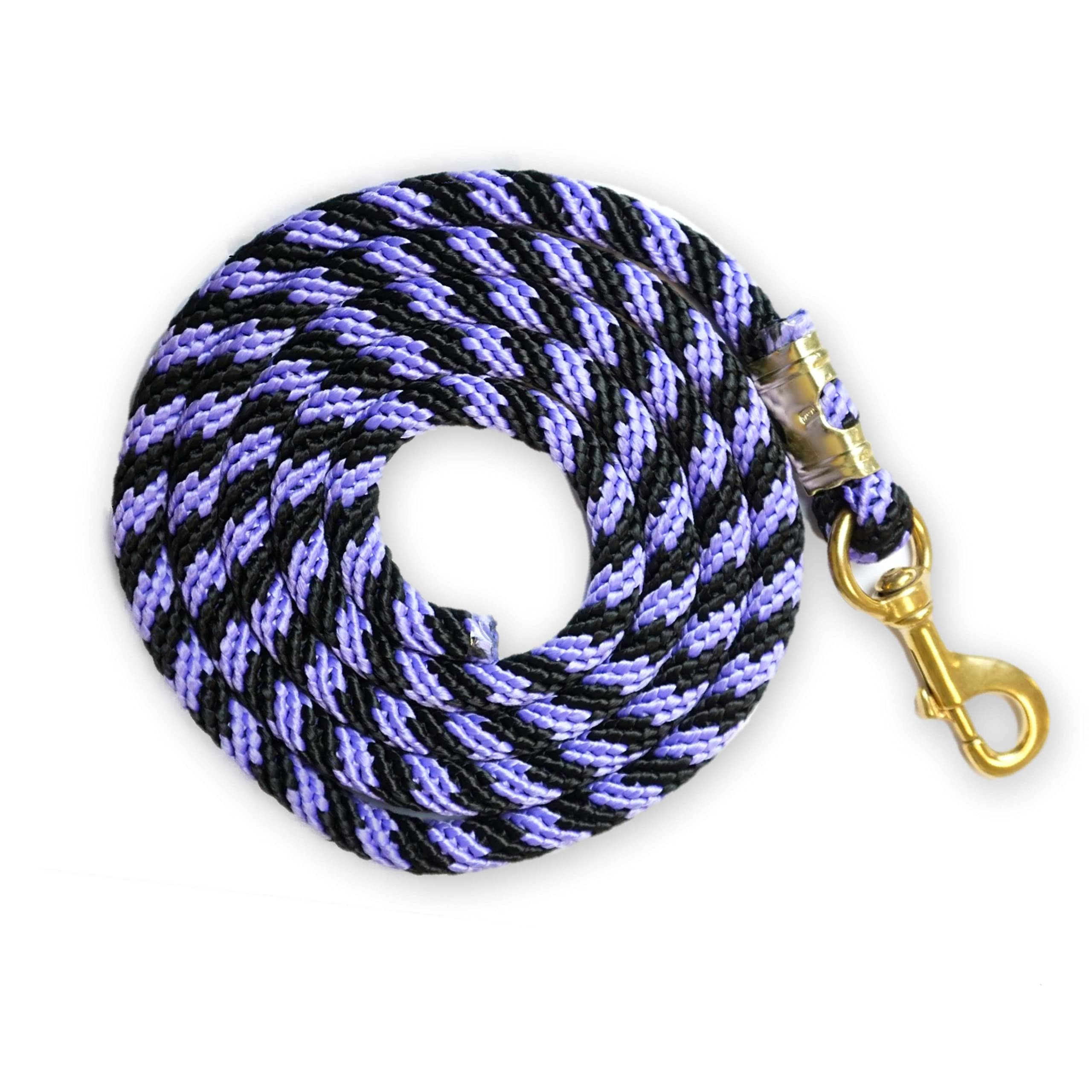 Lead Rope for Horse - Tie Rope in Various Stylish Designs, Lead Line, Tying Rope Pony, Donkey, Goat (1 x Black/Purple)