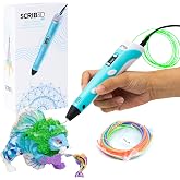 SCRIB3D P1 3D Printing Pen with Display - Includes 3D Pen, 3 Starter Colors of PLA Filament, Stencil Book + Project Guide, and Power Adapter