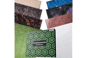 Hexers Role-Playing Game Board Mat, Square Grid Terrains, 8 Different terrains, Compatible with Dungeons and Dragons DND Pathfinder RPG, 27 on 23 inches, 1 inch Squares, Foldable & Dry Erase