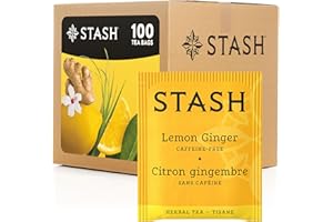 Stash Tea Lemon Ginger Herbal Tea Box of 100 Tea Bags