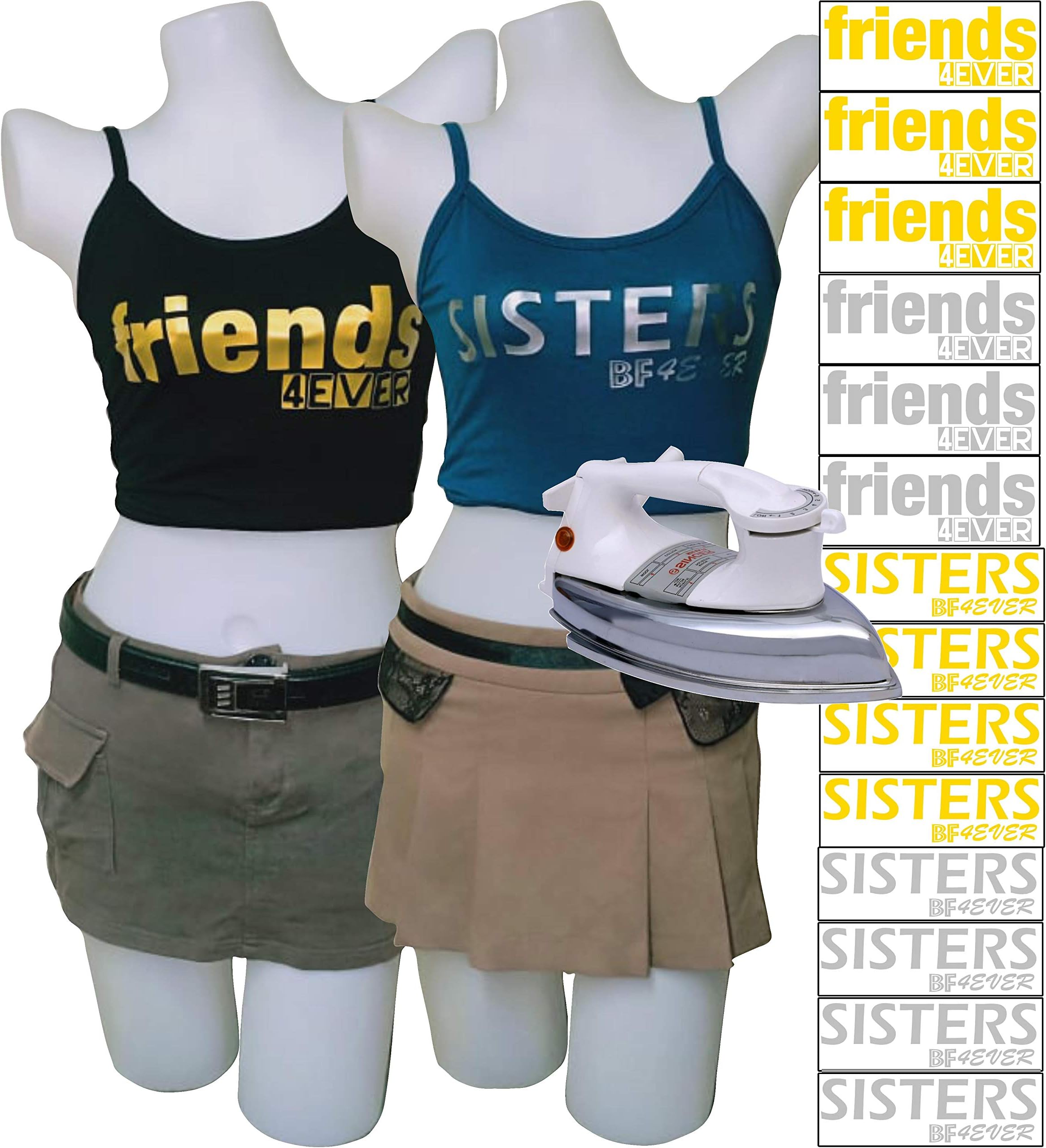 PrinturShirt BFF Sister Shirt | Bestie Shirts | Matching BFF Shirts | Unbiological Sister Shirt for Women, Teen Girls - Iron On Heat Transfer Vinyl Set - 14pcs, Gold and Silver - Easy To Use, Savings