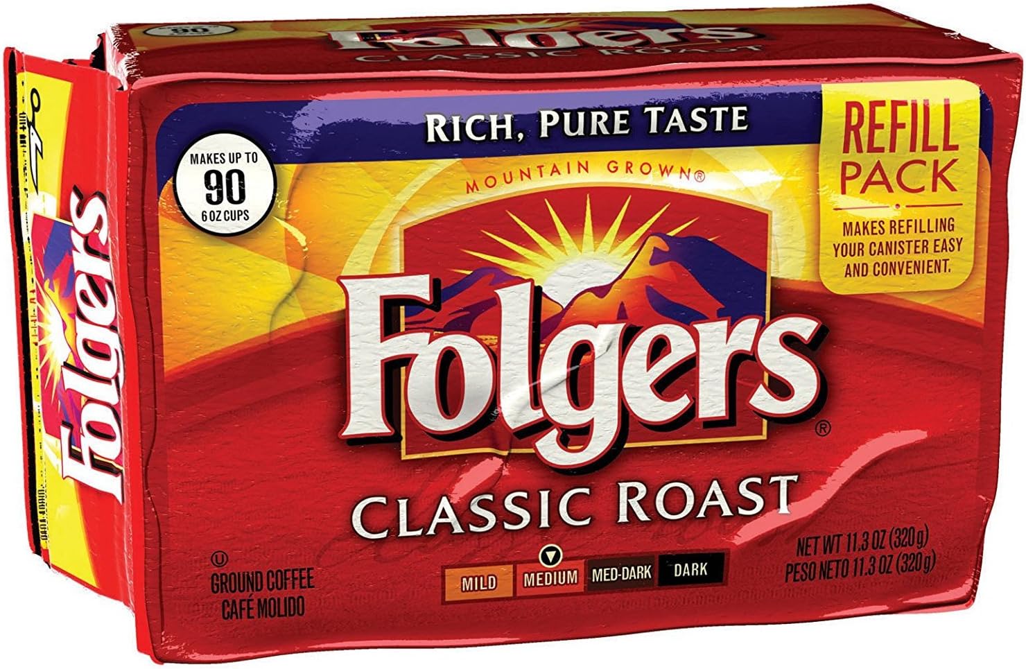 FOLGERS CLASSIC ROAST MEDIUM GROUND COFFEE REFILL BRICK PACK 320g