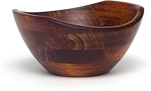 Lipper International 2173 Cherry Finished Wavy Rim Serving Bowl for Fruits or Salads, Small, 6-1/8" Diameter x 3" Height, Single Bowl