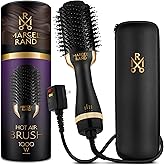 Professional 2 in 1 Volumizing Oval Hair Brush Dryer for Women, 75MM with Hard Travel Case and Premium Gift Box, Black & Gold