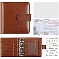 Zuozee Small Wallet for Women, A8 PU Budget Binder Wallet with Card Holder Combo, Women’s Mini Purse with ID Window and Envelopes for Ladies Girls, Brown