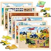 Wooden Puzzles for Kids Age 3 4 5 Year Old, 6 Pack 60 Pcs Toddler Jigsaw Puzzles for Girl Boy Animals Space Activities Preschool Learning Educational Birthday Gift Travel Autistic Wooden Toys