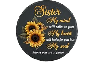 MYFIHU Sister Memorial Stone Garden Memorial Stone for Sister Sympathy Gifts for Loss of Sister Stepping Stone in Loving Memory of Sister Stone Outdoor Plaque Slate TNA34