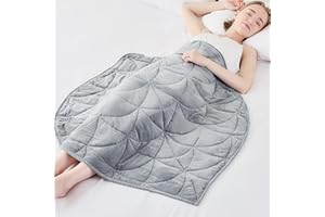 Pawque Weighted Lap Blanket 7lbs, Cozy Soft Small Portable Weighted Blankets for Adults, Weighted Lap Pad for Relaxation, Sleeping, Travel, All-Season Use & Machine Washable, Light Gray, 40" x 52"