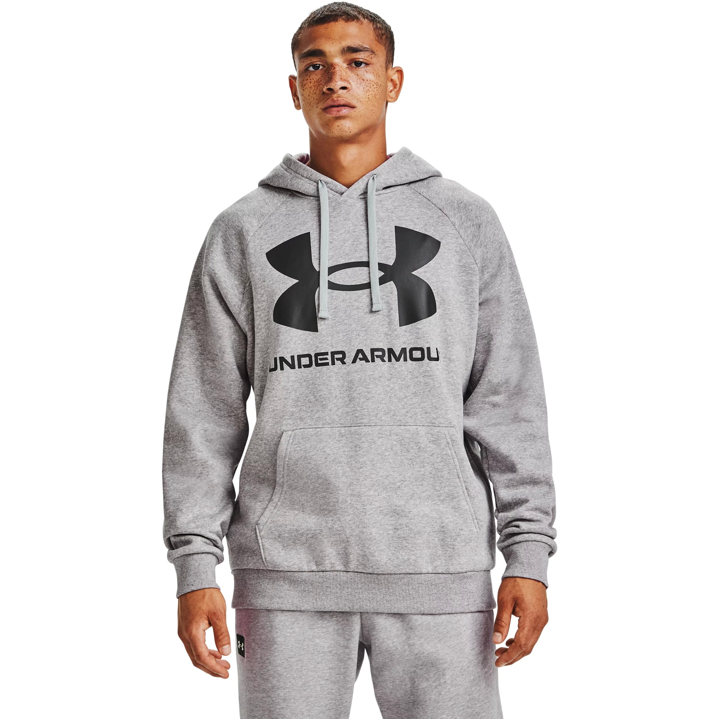 Under Armour Men Rival Fleece Big Logo HD, Sporty running hoodie with loose fit, comfortable and warm hooded jumper for men