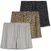 Real Essentials 3 Pack: Women's Pajama Shorts Sleep Lounge Sweatshorts Comfy Sleepwear Bottoms (Available In Plus Size)