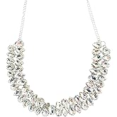 Secret for Longevity Silver Tone Vintage Retro Art Deco Style Clear Imitation Diamond Chunky Statement Rhinestone Bridal Wedding Gatsby Choker Necklace