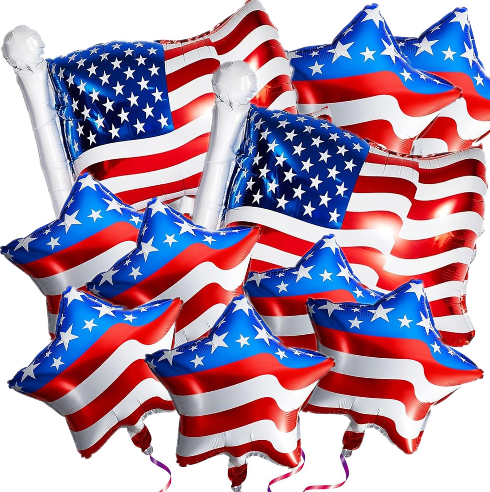 Photo 1 of 4th of July Balloons 16Pcs Patriotic Independence Day Foil Balloons American Flag Balloons for Independence Day Labor Day American Themed Birthday Party Decorations