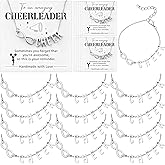 Hinly 12 Sets Cheerleader Gifts Set Cheer Bracelets and Cheerleader Card Infinity Initial Cheer Bracelets for Team Women Christmas Birthday Gifts