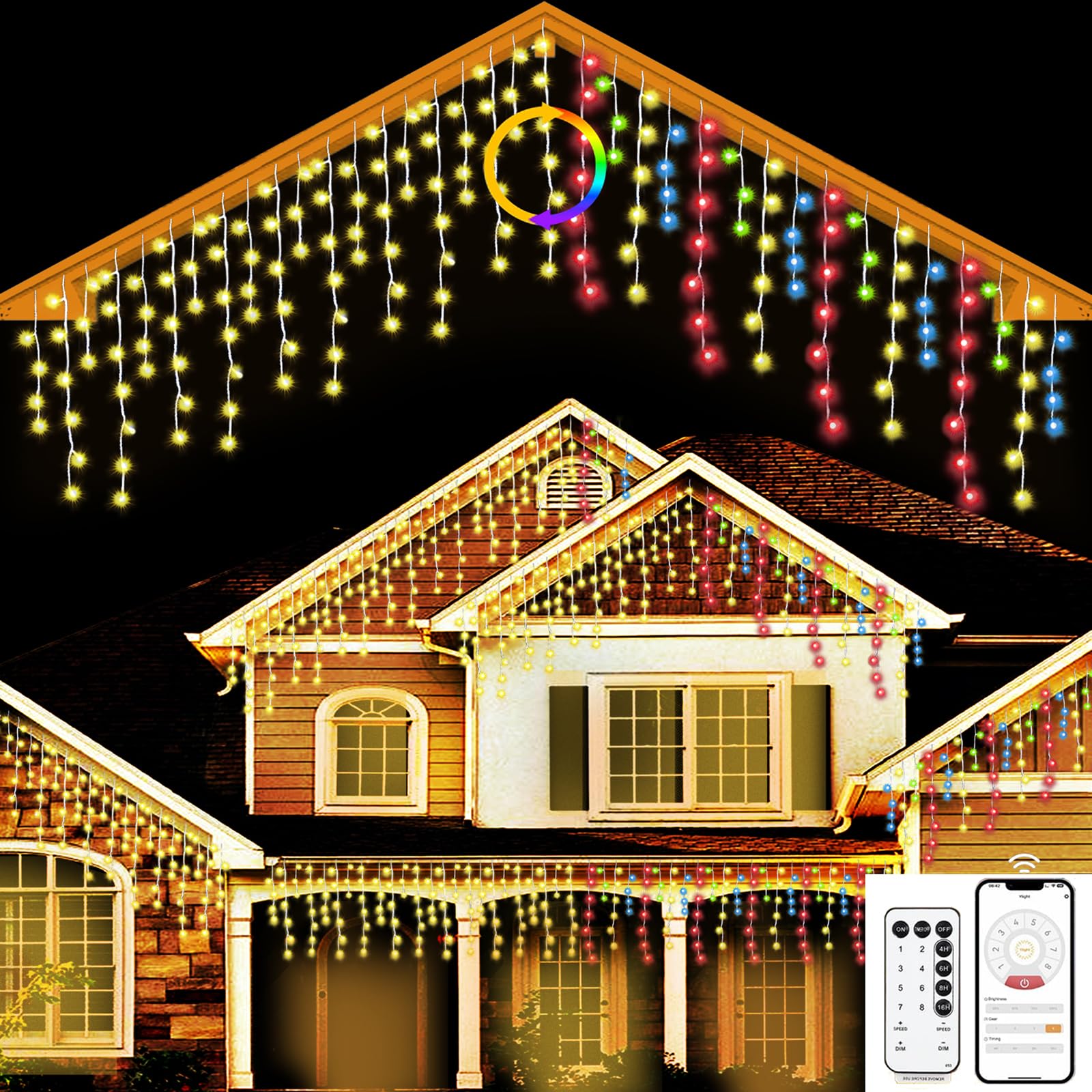 Photo 1 of SOSHOT Christmas String Lights Outdoor - 99Ft/30M 1280 LED 8 Modes with Remote Control and App Waterproof Christmas Lights for Patio Yard Garden Wedding Party-Warm White to Multicolor                                              