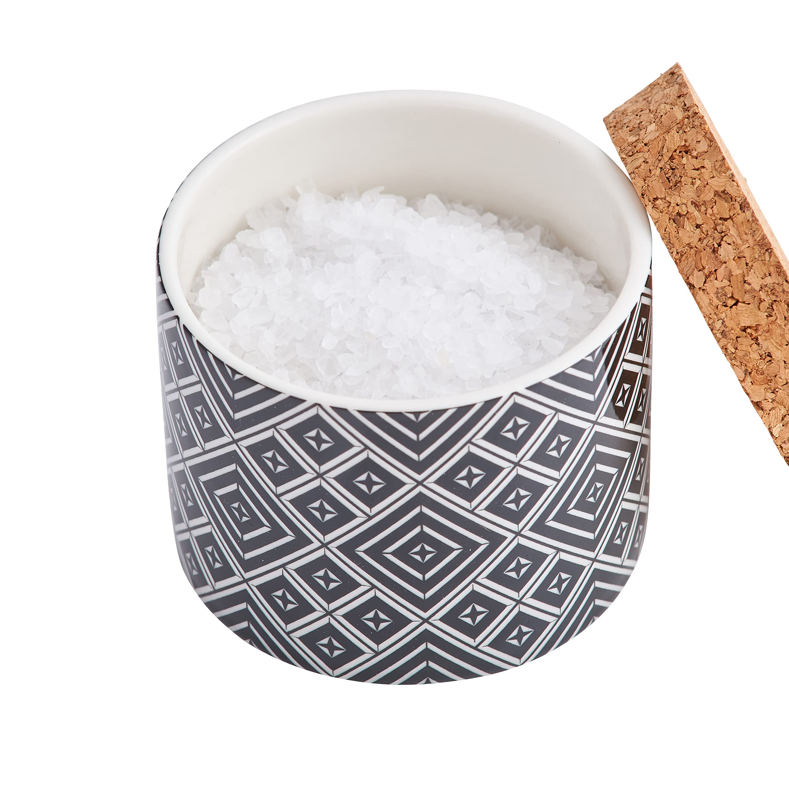 Natural White Rock Salt in Ceramic Pinch Pot Salt Pig with Lid 200g