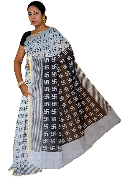 DipDiya Women's Woven Cotton Saree With Blouse Piece (DD107_Black): Amazon.in: Clothing 