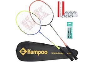KUMPOO Badminton Racket Carbon Fiber, Badminton Racquet Set with Cover, Badminton Professional Racket Durable for Beginners Outdoor Games Gym