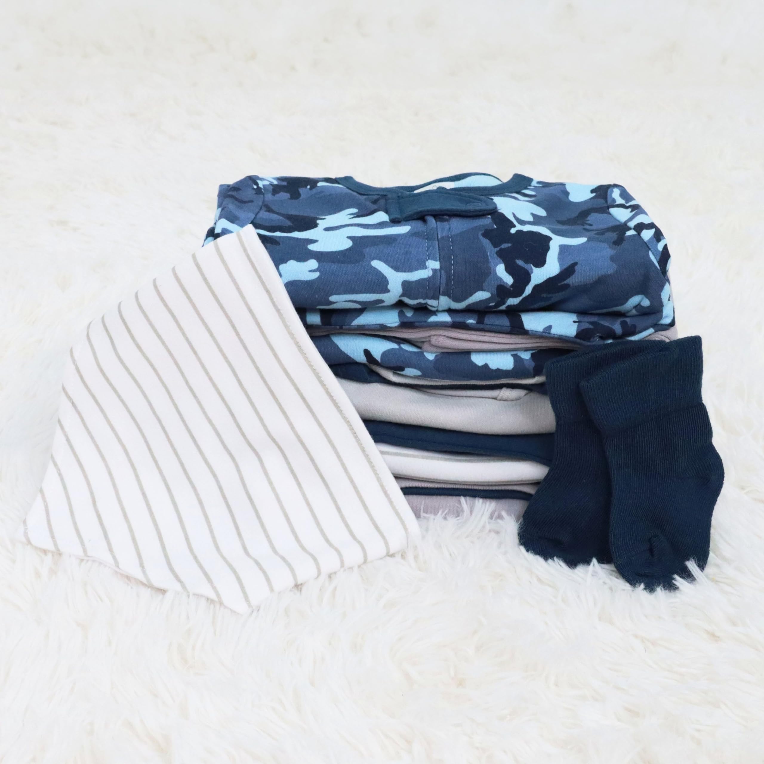 The Peanutshell Baby Layette Gift Set for Baby Boys - 23 Piece New Born Boy Gift Set, Clothes & Newborn Essentials Must Haves - Boy Clothes 0-3 Months - Soft Blue