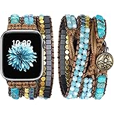JR.DM Boho Beaded Band Women Compatible with Apple Watch 42mm(S3/2/1) 44mm 45mm 46mm 49mm Turquoise Stone Bracelet Adjustable Handmade Braided Strap for iWatch Series 11/10/9/8/7/6/5/4/SE 3/2/1/Ultra
