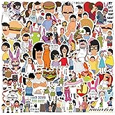 Funny Cartoon Bob's Burgers Stickers,110PCS Cute Bob's Burgers Sticker for Laptop,Phone Case,Helmet,Water Bottle,Travel Case, Guitar, Waterproof PVC Decals for Kid Tenns and Adults
