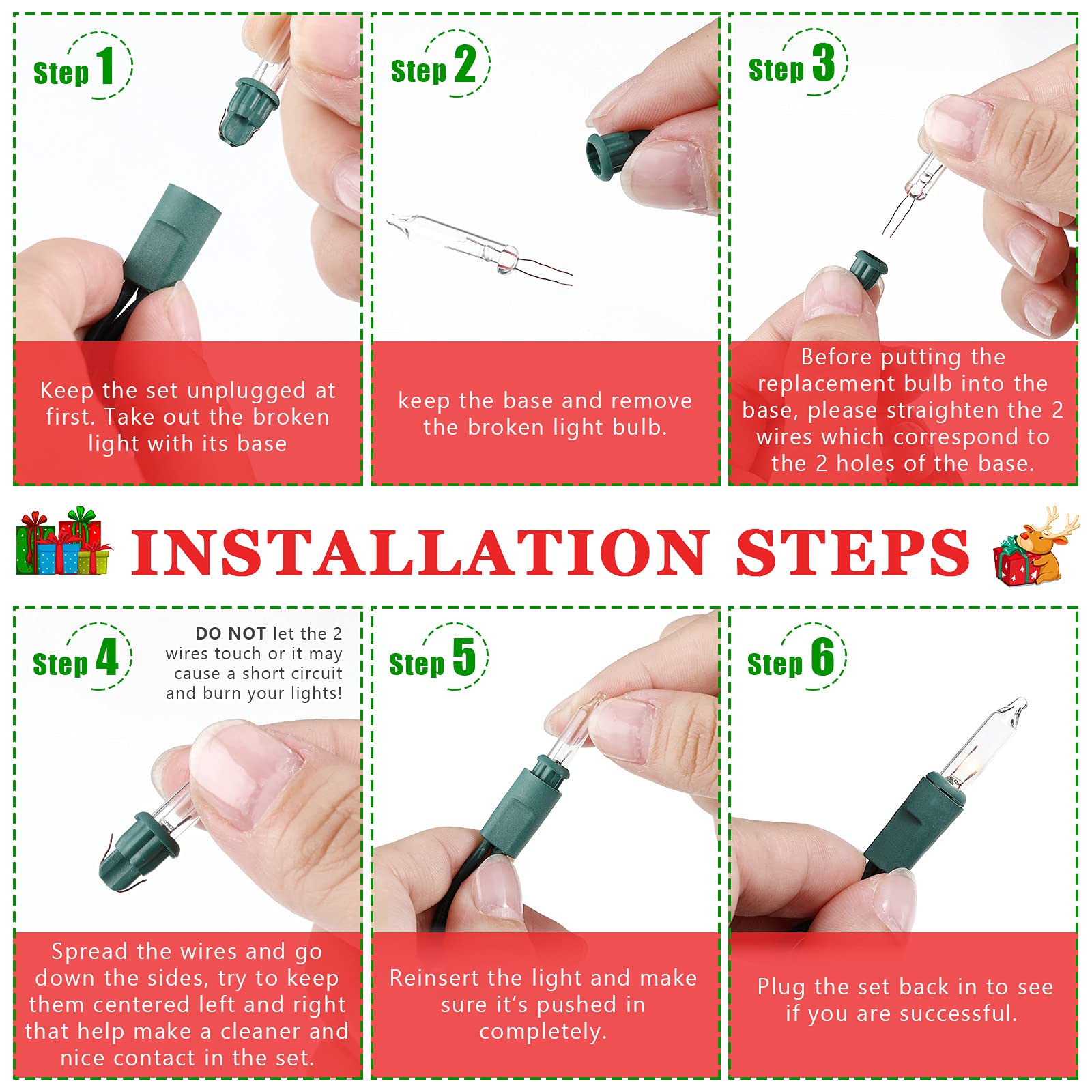 Mudder 100 Pcs Mini Christmas 2.5 Volt Replacement Light Bulbs for Christmas Trees Decorative Light Supplies Indoor Outdoor Xmas Decor, 0.17 Ampere, 0.42 Watt (Clear)