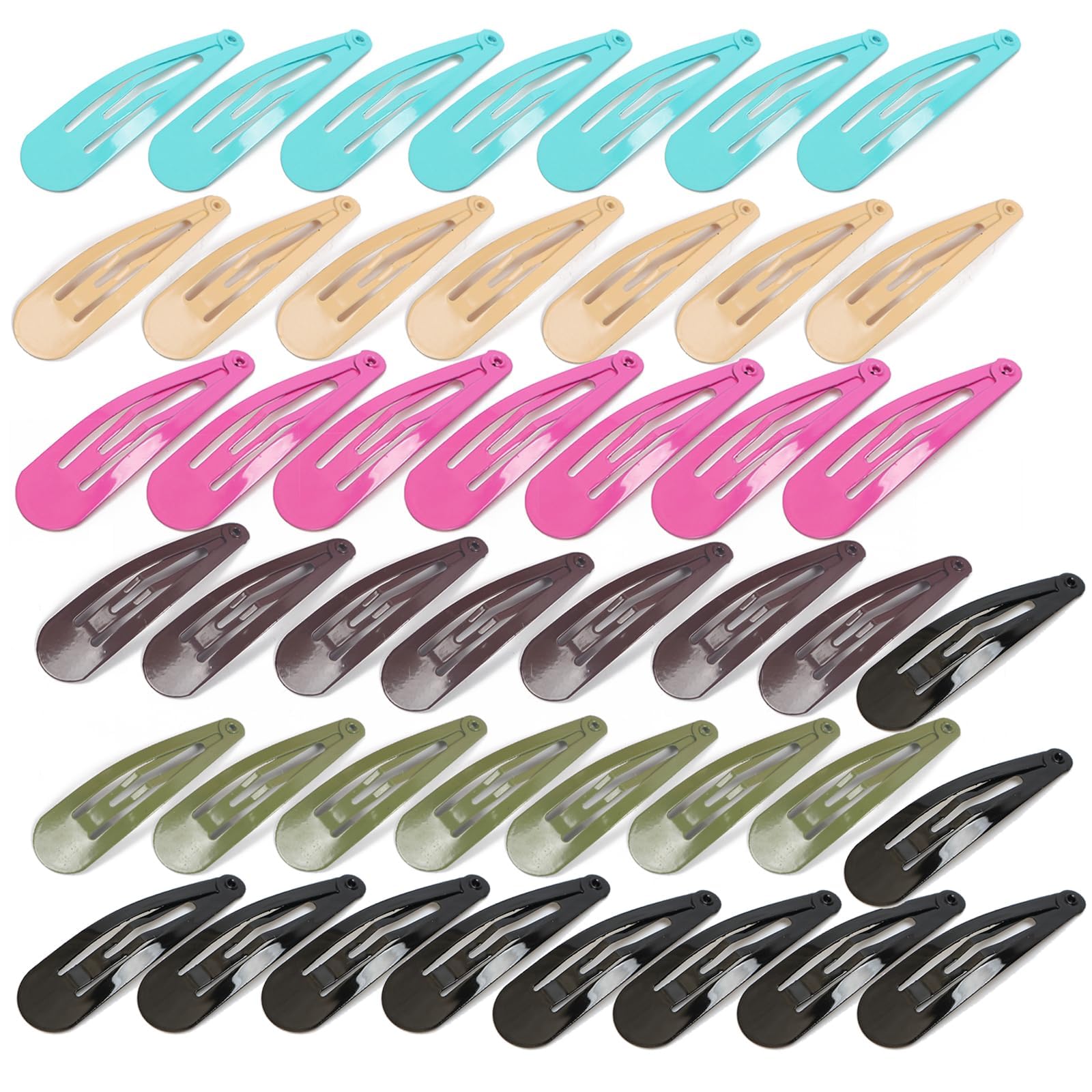 45 Pcs Snap Hair Clips,Ladies Hair Accessories,Matte Finish Colorful Color Anti-Slip Snap Clip Hair Accessories Metal Barrettes for Women Little Girls Lady Hair Styling (45 Pieces, Light Colour)