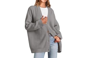 KIRUNDO Womens Cardigan 2024 Fall Fashion Oversized Open Front Button Lightweight Cardigans Casual V Neck Sweaters Coats