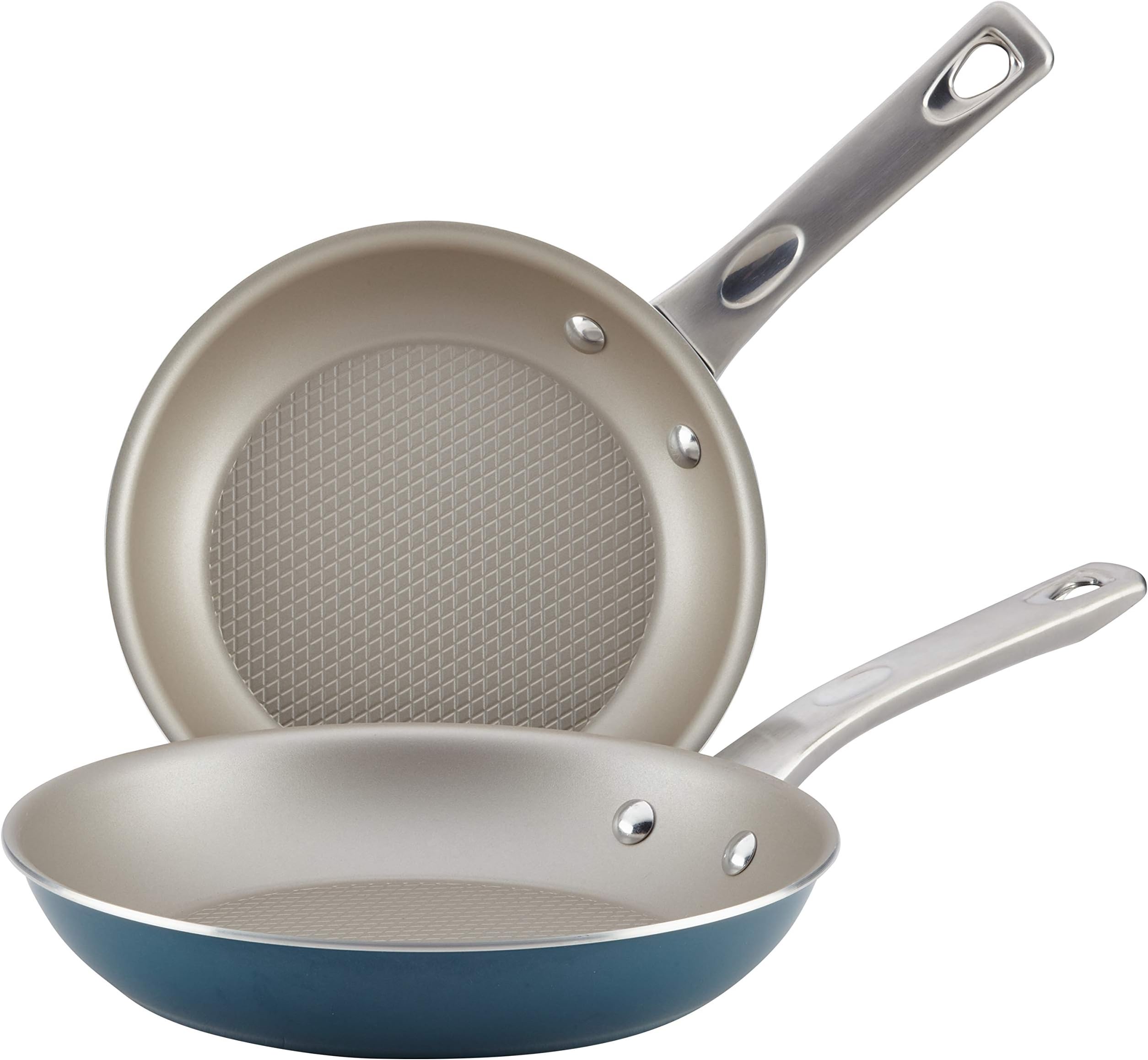 Ayesha Curry Home Collection Nonstick Frying Pan Set / Fry Pan Set / Skillet Set - 8.5 Inch and 10 Inch, Blue