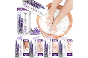 nbc BeautiLab Pedicure Kit Foot Soak Set: Bubble Salt, Sugar Scrub, Massage Mask, Massage Lotion in a Box, 4 Step Foot Spa Kit for Dry Feet,Tired Feet（1 Set Lavender)