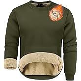 ZITY Men's Sherpa Lined Sweatshirt Heavyweight Fleece Crewneck Sweatshirts Kangaroo Pocket Thick Winter Long Sleeve Pullover
