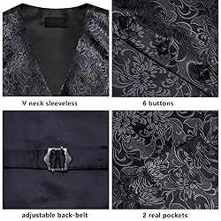 Dubulle Suit Vest Tie Set Mens Black Paisley Floral