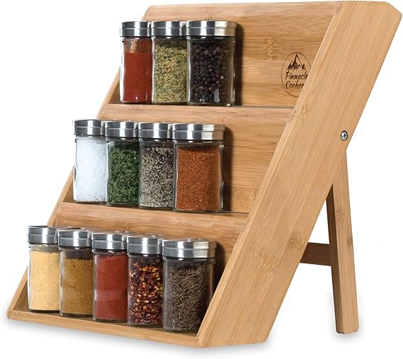 Pinnacle Cookery Bamboo Spice Rack Organizer for Countertop Eco
