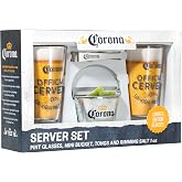 Corona Beer Server Gift Set with 2 Pint Glasses, Bucket, Tongs