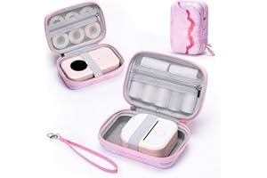 Memoking T02 Hard Storage Case - Compatible with Phomemo D30, SUPVAN E10, NIIMBOT D11, JADENS D110 and More, with Zipper Mesh Pocket, Waterproof Shockproof, Gradient Pink (Only Case)