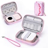 Memoking T02 Hard Storage Case - Compatible with Phomemo D30, SUPVAN E10, NIIMBOT D11, JADENS D110 and More, with Zipper Mesh Pocket, Waterproof Shockproof, Gradient Pink (Only Case)
