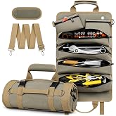 Tool Roll Up Bag, 1680D Heavy Duty Tool Bag Organizer with 2 Detachable Tool Pouches &amp; Multiple Pockets, Waterproof Motorcycle Tool Roll for Mechanic &amp; Electrician, Gift for Men Him Dad, 21.9"*13.8"