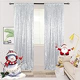ShinyBeauty Sequin Backdrop 4x10ft Silver Sequin