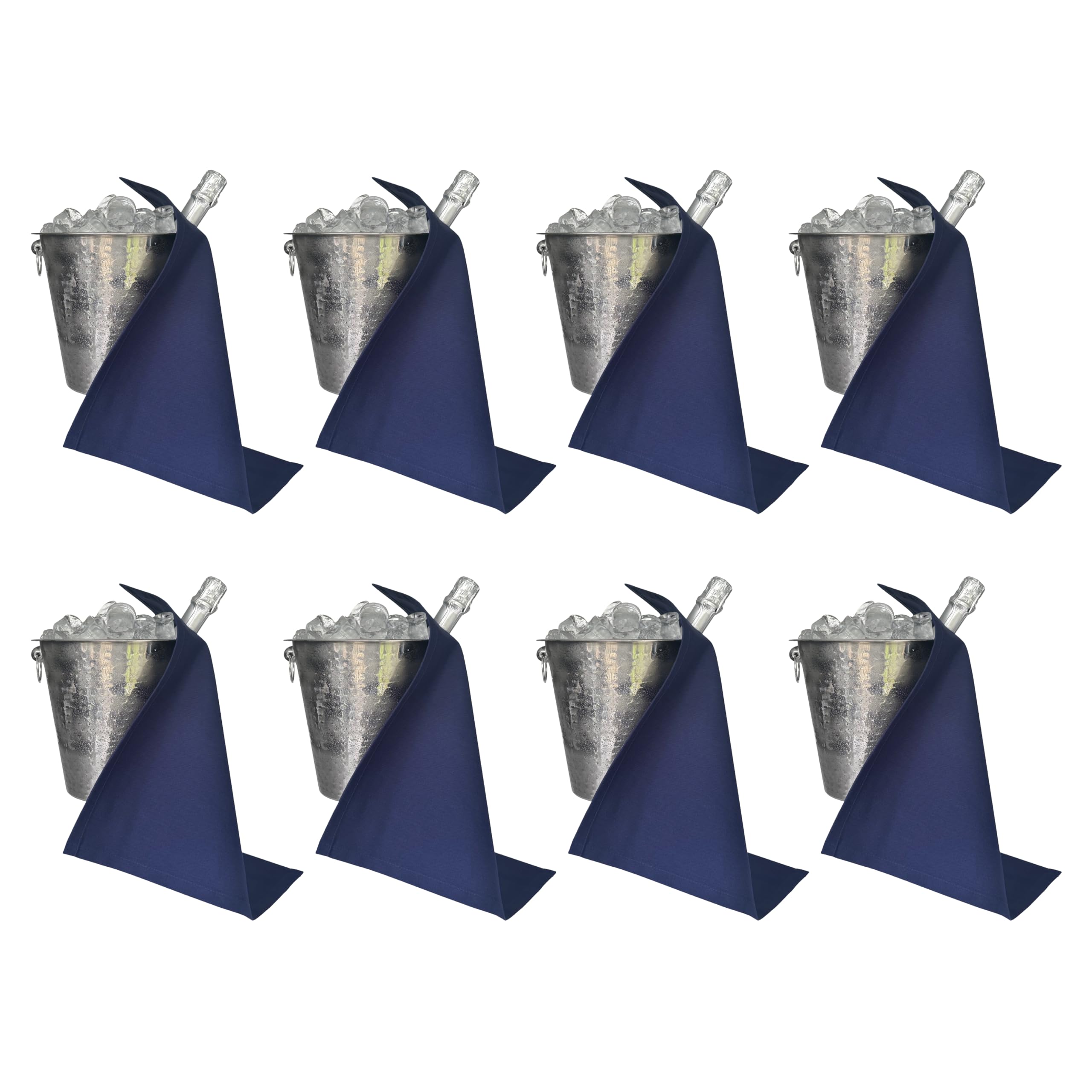 BottleCloths - Original Collection, Bottle Cloths for Ice Buckets, Cotton, 42 cm, Corner Hole, Stitched Circle (Royal Blue, Pack of 8)