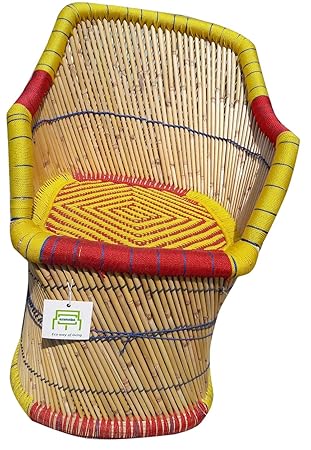 Ecowoodies Burgundy Indoor Outdoor Garden Lawn Cafeteria Restaurant Cafe Pub Cane Bamboo Wooden Chair