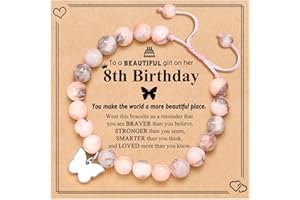 UNGENT THEM 6-16 Year Old Girls Birthday Butterfly Gifts, Butterfly Natural Stone Bracelet for Daughter Granddaughter Niece