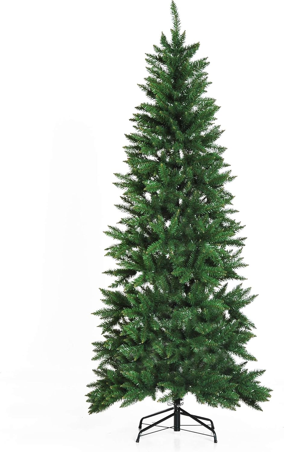 Amazon Com Homcom Unlit Slim Noble Fir Hinged Artificial Christmas Tree With Realistic Plastic Branches And 865 Tips 7 Tall Home Kitchen