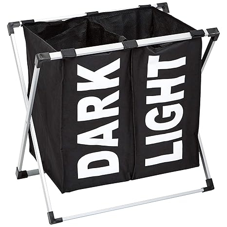 AmazonBasics - Doppelter Wäschekorb, Schwarz