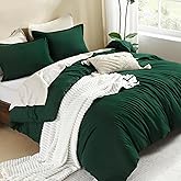 Litanika Dark Emerald Green King Comforter Set, 3 Pieces Solid Forest Bedding Set, All Season Fluffy Bed Set (104x90In Comforter & 2 Pillowcases)