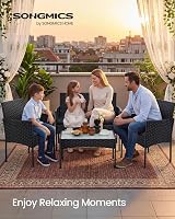 SONGMICS Garden Furniture Set Polyrattan Outdoor PE Wicker Black Grey GGF004B66 view 2