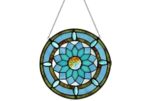 Alivagar Tiffany Style Stained Glass Suncatcher Window Panel Handcrafted Window Hangings Ornament