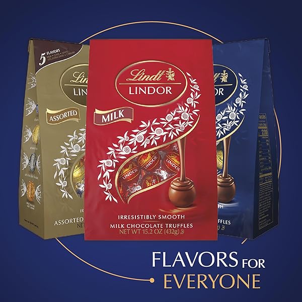 LINDT LINDOR ASSORTED DARK CHOCOLATE CANDY TRUFFLES, ASSORTED CHOCOLATE WITH SMOOTH, MELTING TRUFFLE CENTER, 15.2 OZ. BAG