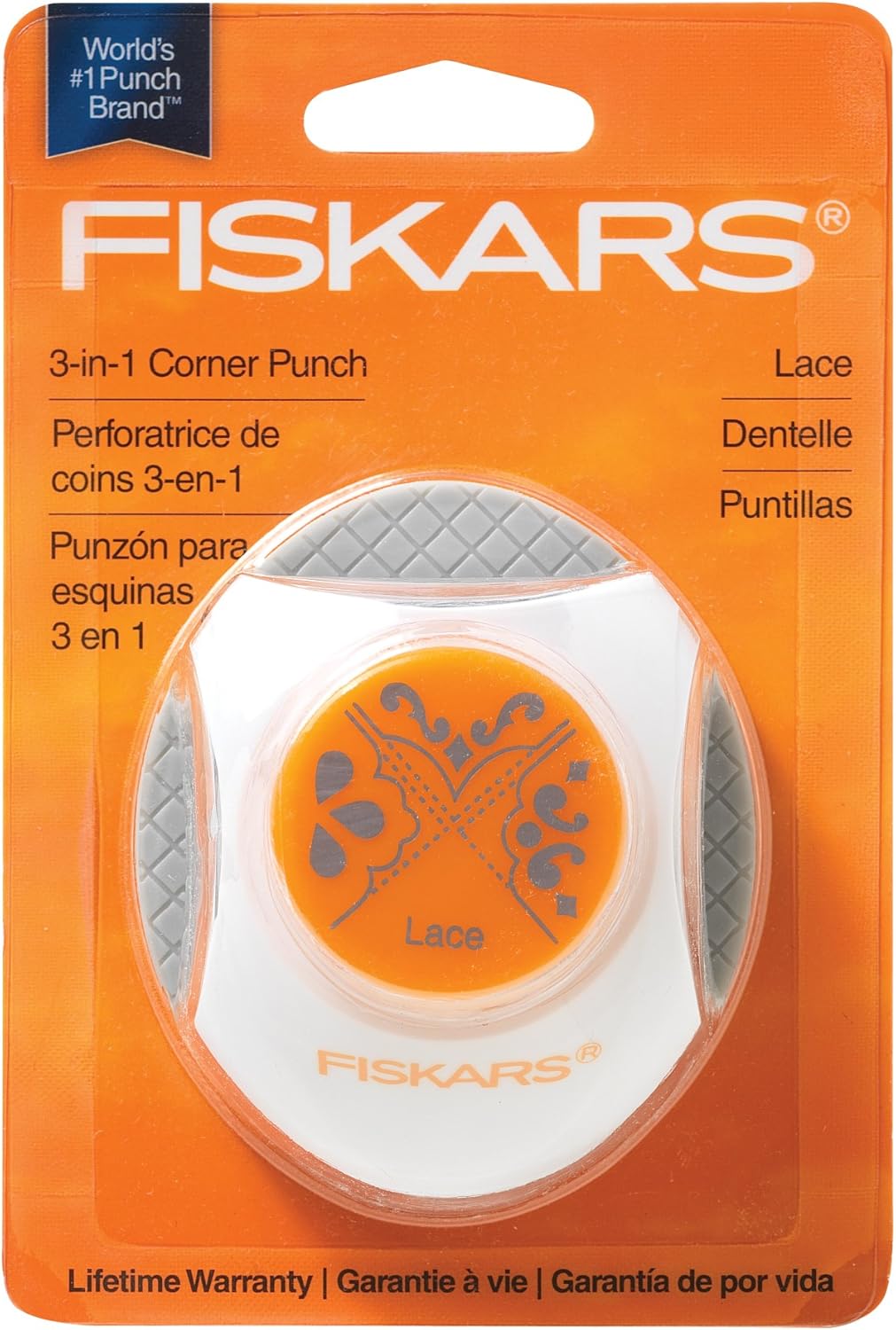 Fiskars 3-in-1 Corner/Border Punch, Lace 117290-1001), Blue