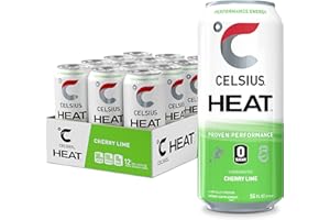CELSIUS HEAT Performance Energy Drink, Cherry Lime, 16 Fl Oz (Pack of 12)