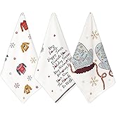 Folkulture Christmas Kitchen Towels Set of 3 | 100% Cotton 20×26 Tea Towels & Dishcloths | Modern Farmhouse Holiday Kitchen Décor | Soft & Absorbent Dish Towels | Christmas Sweater Pattern Set